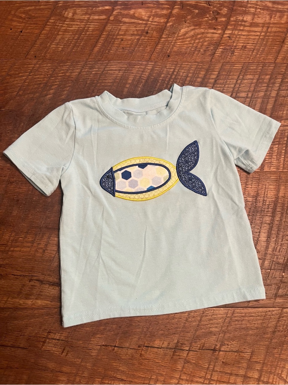 Kids Light Blue Fish Appliqué Tee